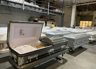 Caixão de caixão de aço decorado para arranjos funerários