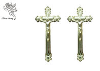 Tamanho fúnebre 44.8×20.8cm do crucifixo da cruz decorativa de Jesus, cruz plástica dourada do caixão