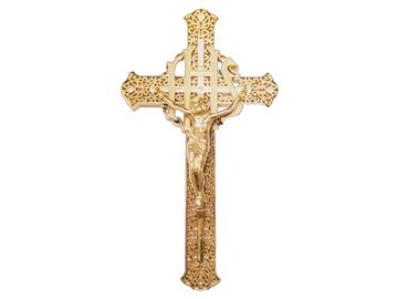 O × 16 Cm do tamanho 29 do crucifixo do caixão da cor do ouro, doura o encaixe fúnebre do caixão do crucifixo