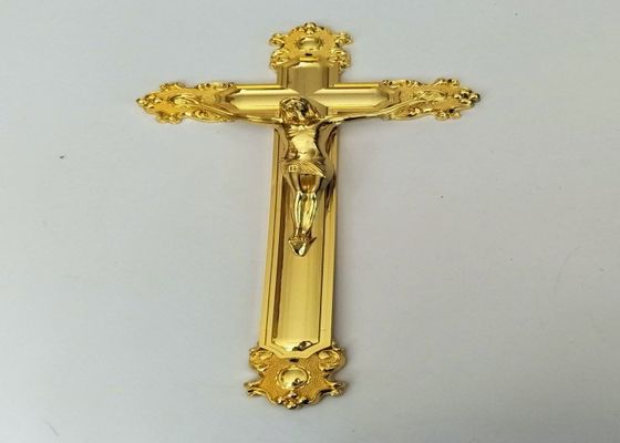 crucifixo fúnebre decorativo plástico dourado de 44.8×20.8cm
