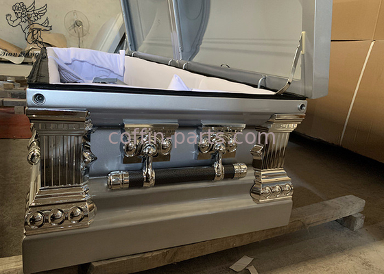 Decorable Metal Burial Case With Metal Handle Outstanding Quality